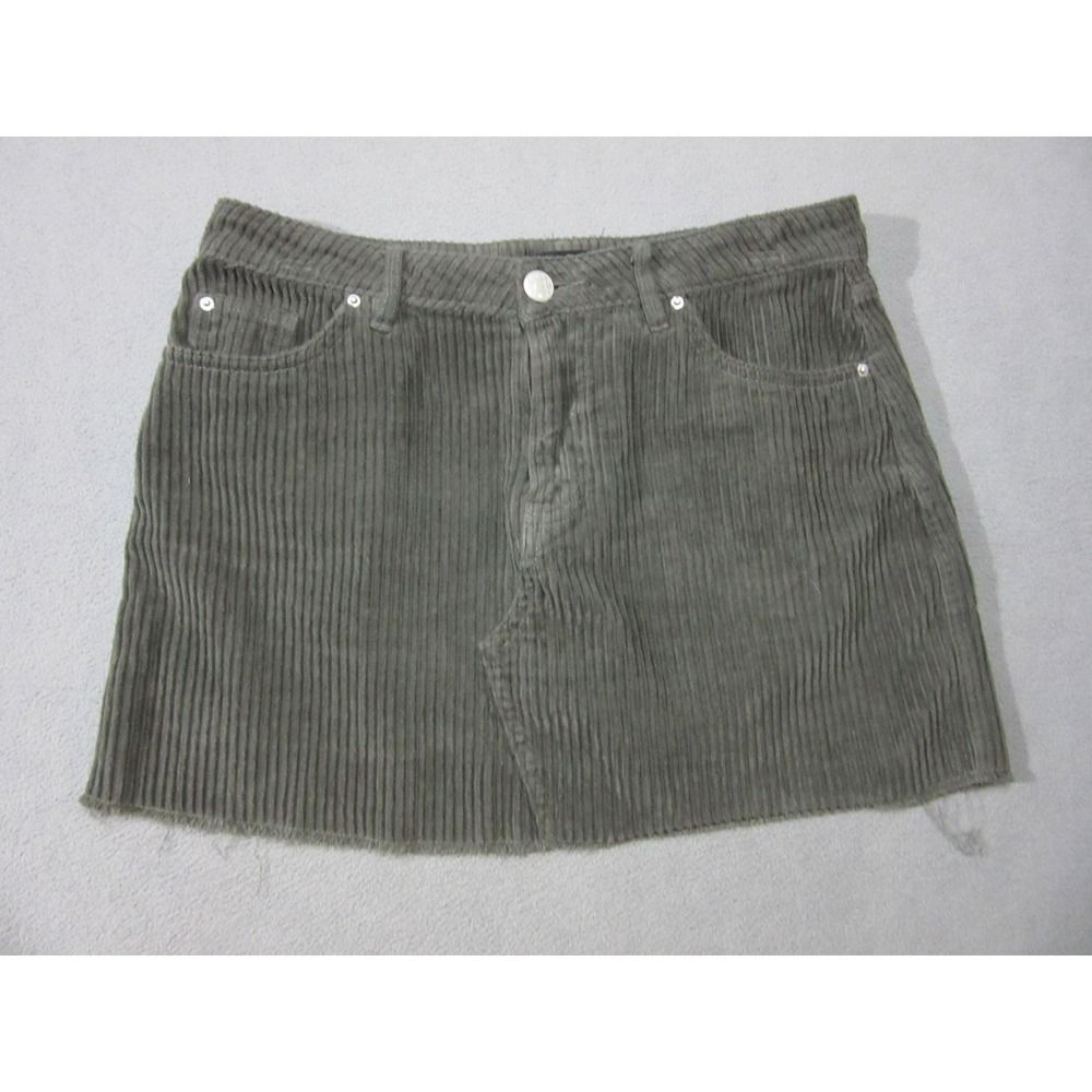Urban Outfitters Corduroy Skirt Womens Medium Gray BDG Mini Frayed Hem
